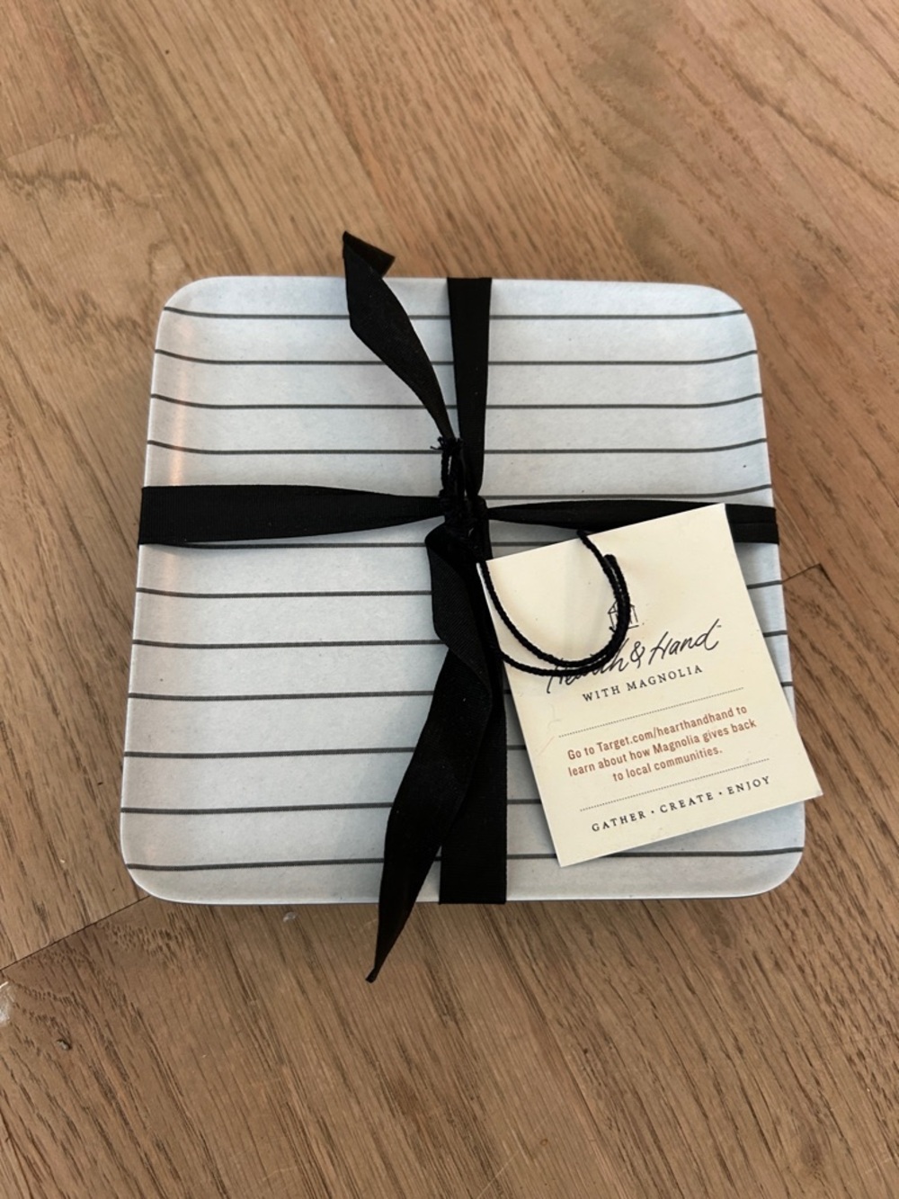 Hearth & Hand White and Black Striped Appetizer set 4PK NEW